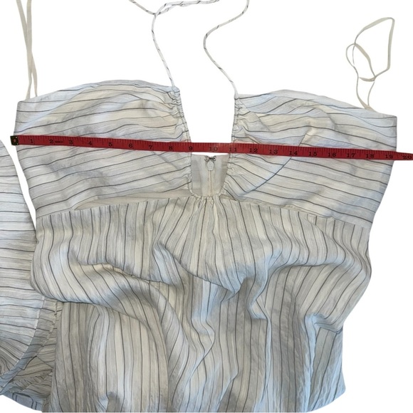 REBECCA TAYLOR | NWT Rumpled Stripe Halter Maxi Dress | White 14 - Picture 12 of 15